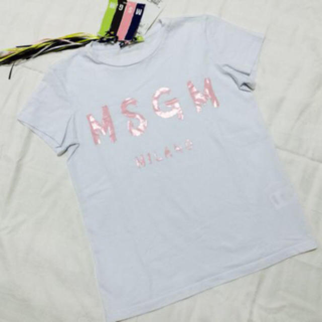 MSGM ロゴTシャツ 白 ピンク