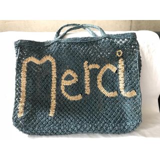 プラステ(PLST)のメッシュ ブルー系 編み merci バッグ(トートバッグ)