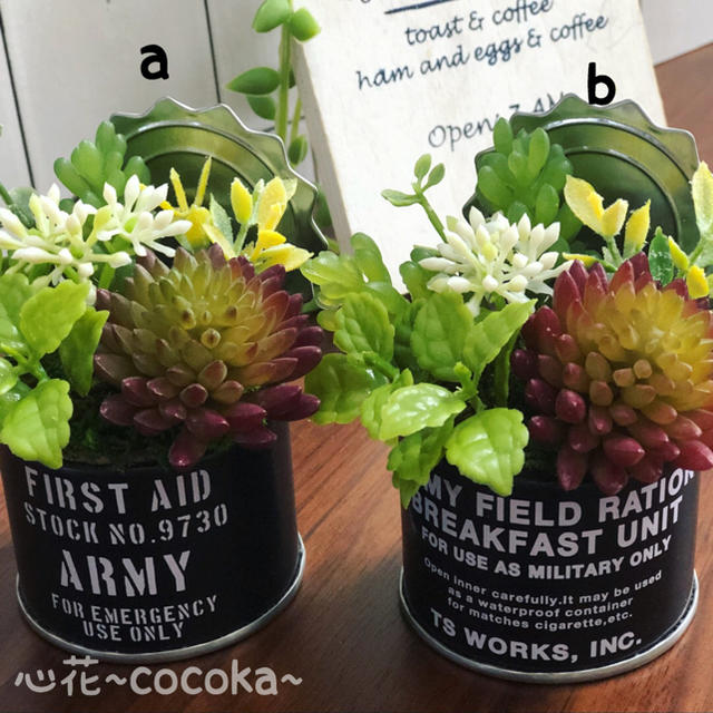 缶詰ポット(a)❁﻿多肉植物＆グリーン アレンジ ハンドメイドのフラワー/ガーデン(その他)の商品写真