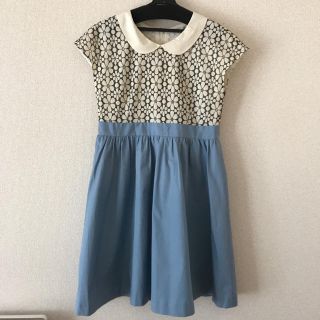 アナトリエ(anatelier)のアナトリエほぼ新品＊刺繍ドッキングワンピ(ひざ丈ワンピース)