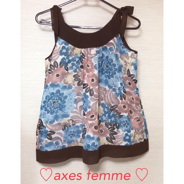 axes femme(アクシーズファム)の【かれん様】axes femme♡リボンフラワープリントシフォンチュニック♡ レディースのトップス(チュニック)の商品写真