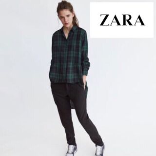 ザラ(ZARA)の【値下げ】ZARA アシンメトリーチェック柄シャツ(シャツ/ブラウス(長袖/七分))