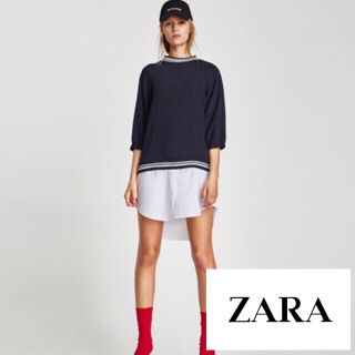 ザラ(ZARA)の【値下げ】ZARA コントラストリブ編みワンピース(ミニワンピース)