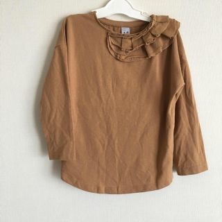 ザラキッズ(ZARA KIDS)のZARA フリルトップス ショコラ104cm(Tシャツ/カットソー)