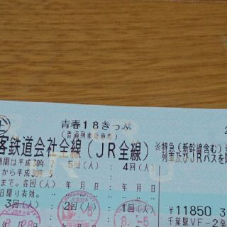 ジェイアール(JR)の青春18きっぷ2回  青春18切符2回分  (鉄道乗車券)