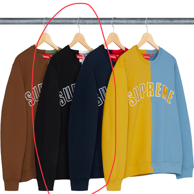 supreme split crewneck sweatshirt s グレー