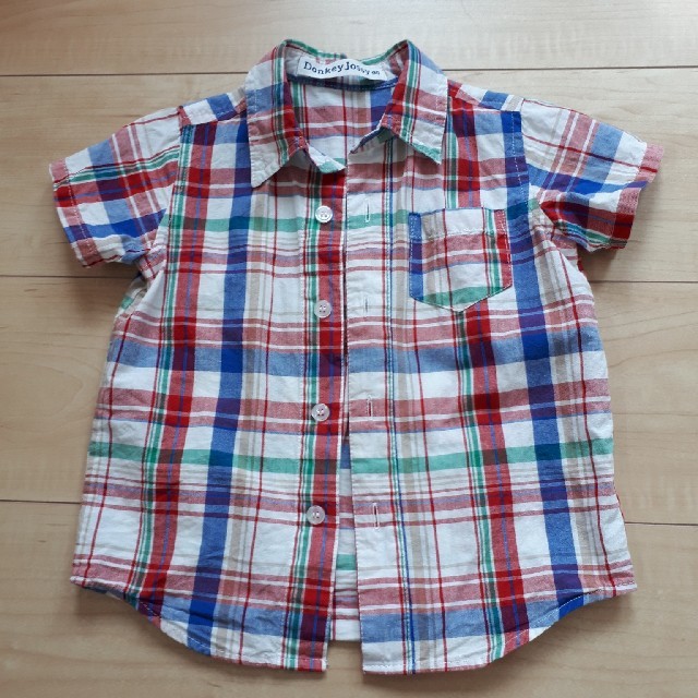 Donkey Jossy(ドンキージョシー)の半袖チェックシャツ　90 キッズ/ベビー/マタニティのキッズ服男の子用(90cm~)(Tシャツ/カットソー)の商品写真