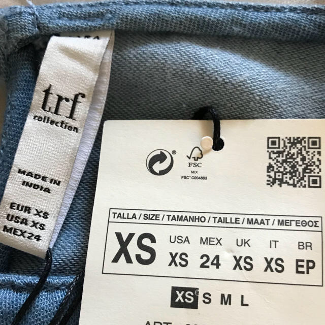 新品☆ZARA trf ザラ ボヘミアンデニムワンピース ボタニカル