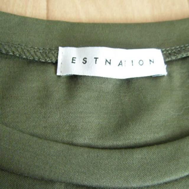 ESTNATION(エストネーション)のちゅーちゃん様専用◆美品　ESTNATIONカーキノースリーブカットソー38 レディースのトップス(カットソー(半袖/袖なし))の商品写真