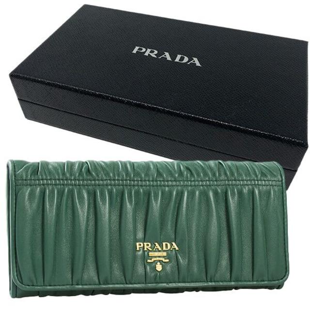 今季ブランド PRADA - プラダ 1M1132 Wホック長財布 レザー LICHENE