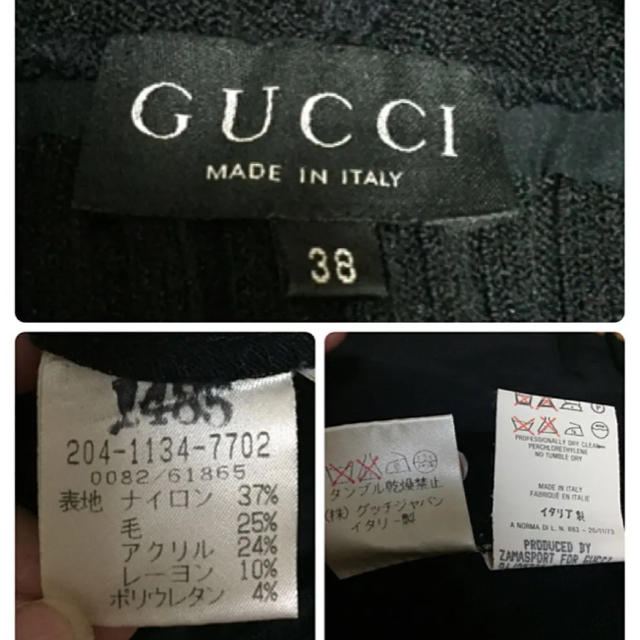 Gucci(グッチ)のまや様専用！GUCCI☆グッチ☆黒ニット！異素材ドッキングワンピース レディースのワンピース(ひざ丈ワンピース)の商品写真