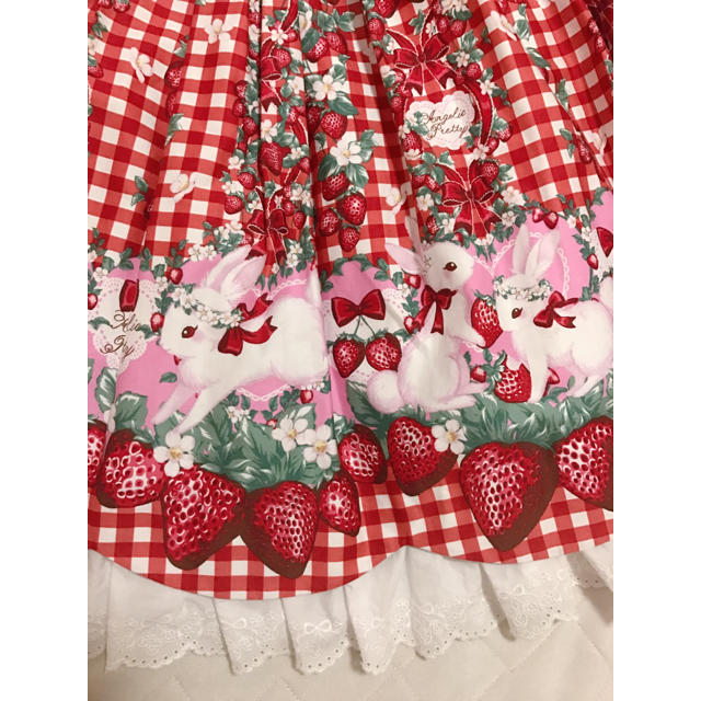 Angelic Pretty(アンジェリックプリティー)のアンプリ♡Ribbon Berry Bunnyジャンパースカート＋カチュset レディースのワンピース(ひざ丈ワンピース)の商品写真