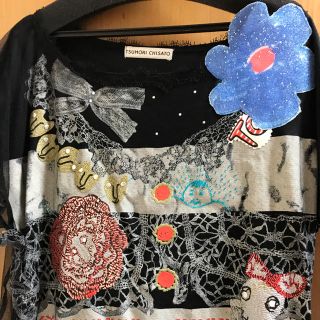 ツモリチサト(TSUMORI CHISATO)のツモリチサト 新品 ワンピース ウールジャージに メッシュ 裾 綿レースシワあり(ひざ丈ワンピース)