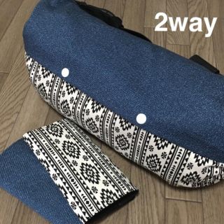 エルゴカバー＆よだれパット♡ネイティブ柄✕デニム風(ブルー)✦2way(外出用品)