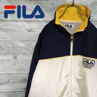 FILA フィラ　（L）　白/紺/黄色/ナイロンジャケット/フルジップ/長袖