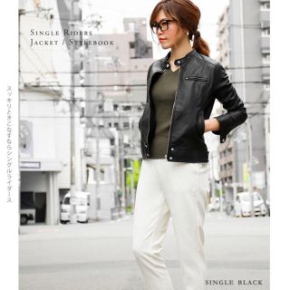 【Fashion Letter】美品フェイクレザージャケットM(ノーカラージャケット)