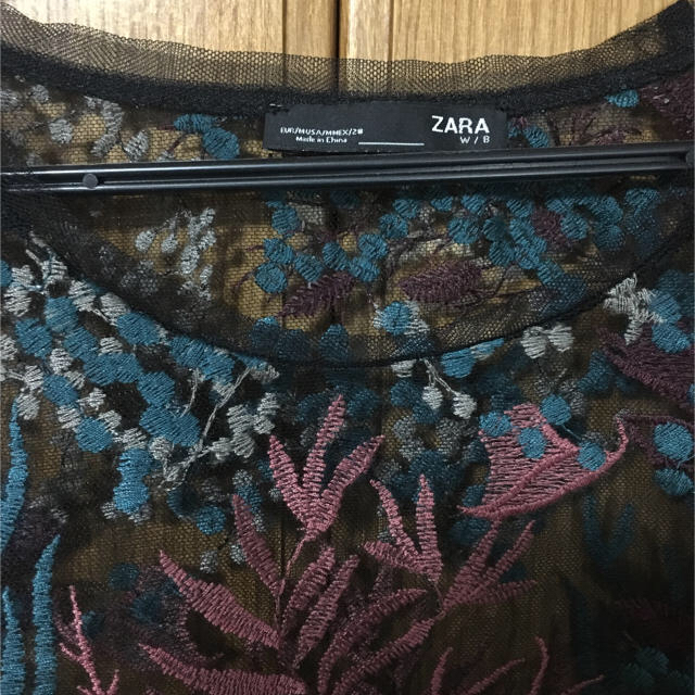 ZARA(ザラ)のシースルー刺繍トップス レディースのトップス(カットソー(半袖/袖なし))の商品写真