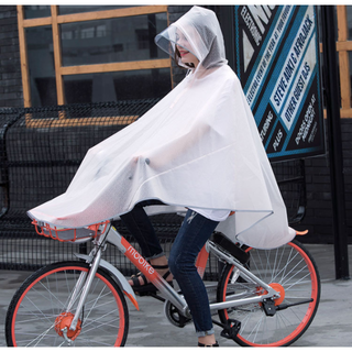 レディース 自転車 大きなツバ付き カッパ レインコート ポンチョ(レインコート)