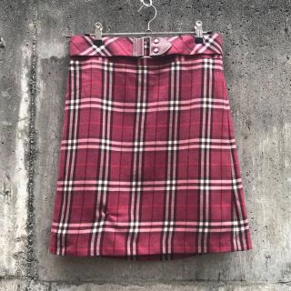 バーバリーブルーレーベル(BURBERRY BLUE LABEL)のバーバリーブルーレーベル チェック柄ベルト付きデザインスカート36/タイト系(ひざ丈スカート)