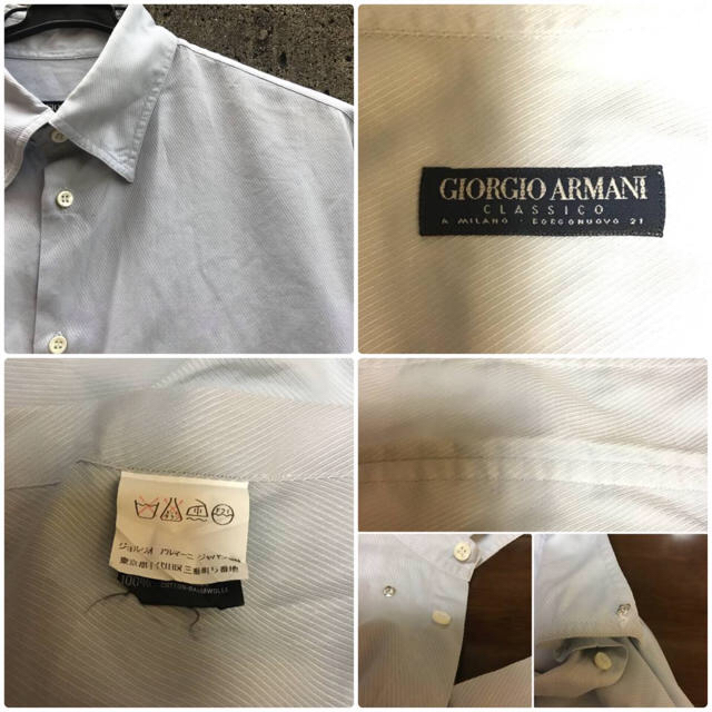 Giorgio Armani(ジョルジオアルマーニ)のジョルジオアルマーニ 青タグストライプ柄デザインシャツ38/ボタンダウン メンズのトップス(シャツ)の商品写真