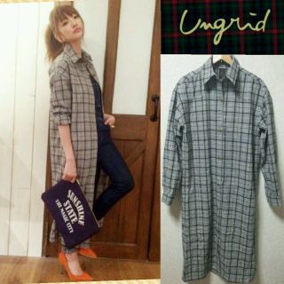 アングリッド(Ungrid)の新品 ロングチェックシャツ グレー(シャツ/ブラウス(長袖/七分))