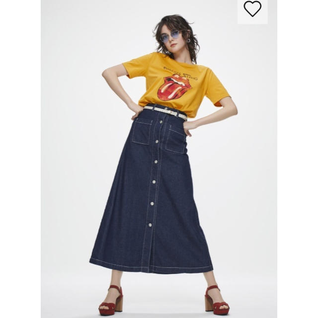 GU(ジーユー)のデニムフロントボタンマキシスカート レディースのスカート(ロングスカート)の商品写真