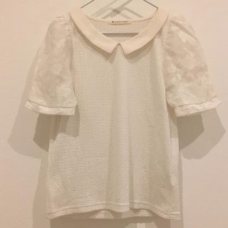 マジェスティックレゴン(MAJESTIC LEGON)の💋majesticlegon レース袖襟付きトップス(カットソー(半袖/袖なし))