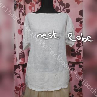 ネストローブ(nest Robe)のnest Robeネストローブ★夏物処分★ホワイトが爽やかなビッグリネンシャツ(カットソー(半袖/袖なし))