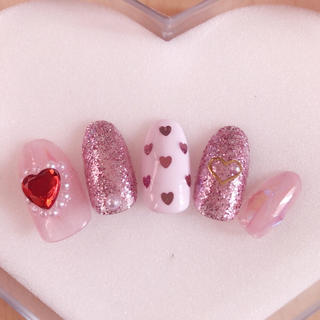 ネイルチップ ジェルネイル ゆめかわ ネイル ゆめかわいい ピンク ハート コスメ/美容のネイル(つけ爪/ネイルチップ)の商品写真