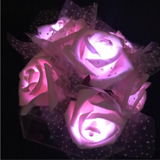 薔薇 ライト ガーランド ピンク ランプ  LED ハンドメイドのインテリア/家具(インテリア雑貨)の商品写真