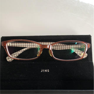 ジンズ(JINS)の度付き眼鏡   JINS  茶色、チェック柄(サングラス/メガネ)