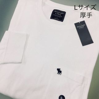 アバクロンビーアンドフィッチ(Abercrombie&Fitch)の厚手！★Abercrombie【L】レアなメンズ胸ポケット付きアイコン刺繍ロンT(Tシャツ/カットソー(七分/長袖))