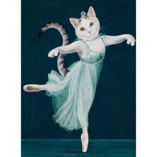 猫パッチワーク　パッチワーク生地　装飾・観賞用などに♪　バレエ猫ちゃん♪(猫)