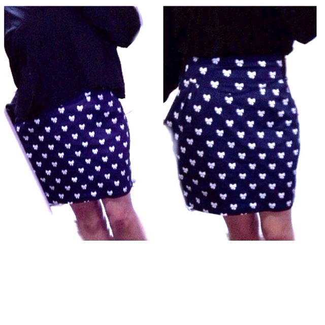 H&M(エイチアンドエム)のリボン コクーン ミニスカート ネイビー レディースのスカート(ミニスカート)の商品写真