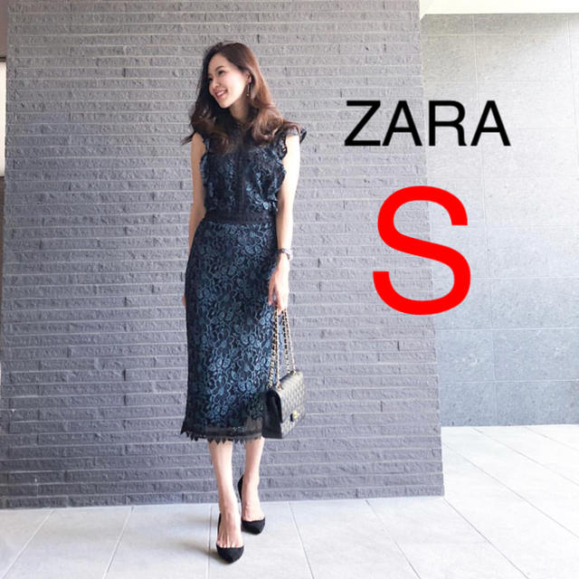 ZARA - 新品!ZARA レースワンピース フリル ミディ丈の通販 by 取引
