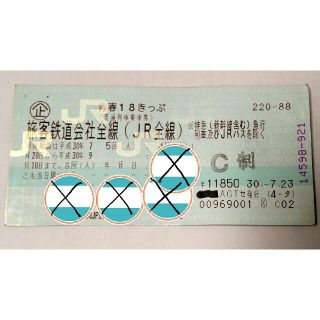 青春18きっぷ 1回　送料込み すぐに発送可能(鉄道乗車券)