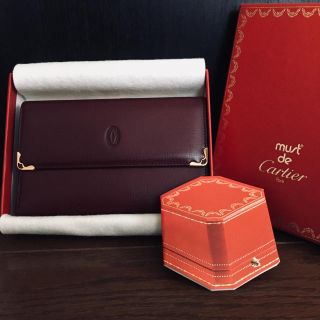 カルティエ(Cartier)の【新品未使用品】Cartier*カルティエ 財布 折り ボルドー ゴールド*(財布)