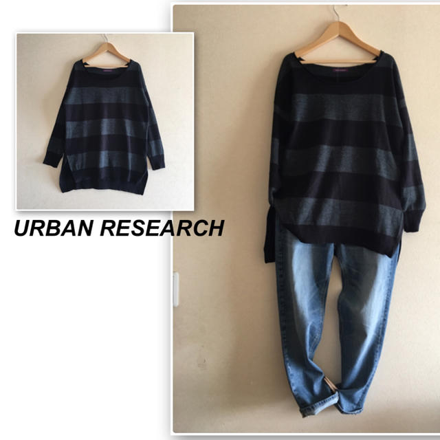 URBAN RESEARCH(アーバンリサーチ)のアーバンリサーチ✨黒×グレーの太ボーダーニット レディースのトップス(ニット/セーター)の商品写真