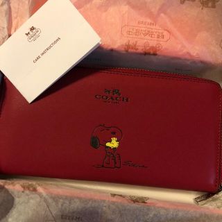 スヌーピー(SNOOPY)のCOACH 長財布 スヌーピー レッド(財布)