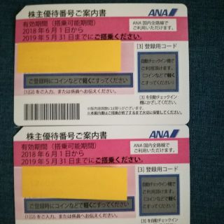 エーエヌエー(ゼンニッポンクウユ)(ANA(全日本空輸))のANA  株主優待券　2枚(航空券)