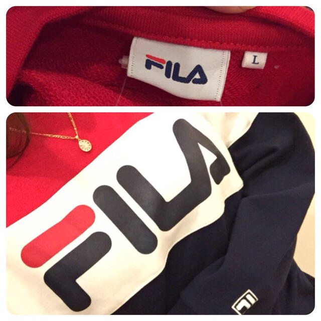 FILA(フィラ)の新品♡FILA配色ロゴトレーナー♡レッド レディースのトップス(トレーナー/スウェット)の商品写真