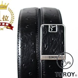 トロイ(TOROY)の新品・未使用！TOROYトロイ 牛革 オーストリッチ型押しレザーベルト ブラック(ベルト)