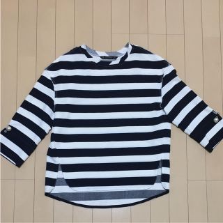 ザラ(ZARA)のZARA パール付ボーダートップス(カットソー(長袖/七分))