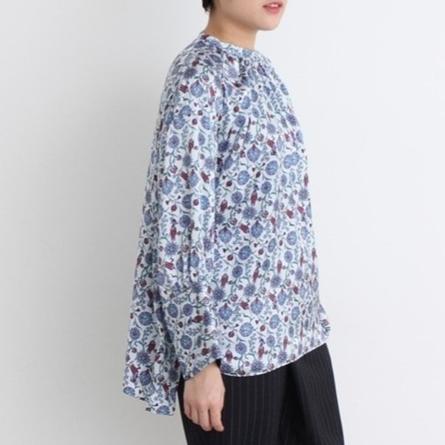 シャツ/ブラウス(長袖/七分)2018SS オリエンタル  FLOWER&OWL PRINT  スリットBL