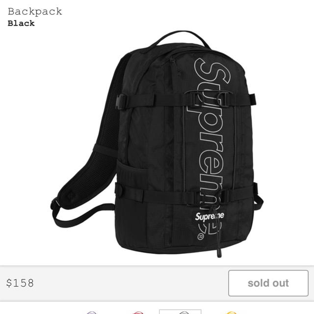 supreme backpack 18fw black 新品未使用 黒メンズ