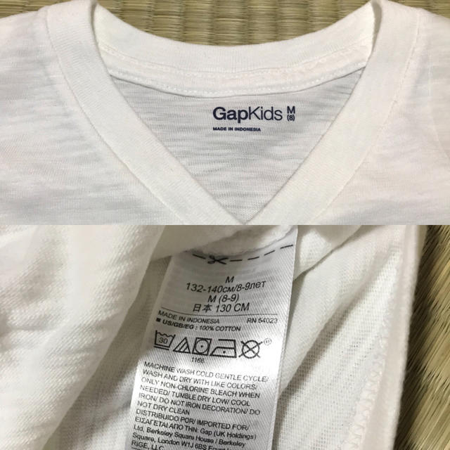 GAP Kids(ギャップキッズ)の新品・タグ付 ギャップキッズ vネック tシャツ 130 白 ホワイト GAP キッズ/ベビー/マタニティのキッズ服男の子用(90cm~)(Tシャツ/カットソー)の商品写真