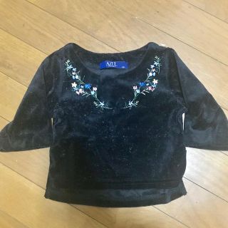 アズールバイマウジー(AZUL by moussy)のブラックベロアトップス80(シャツ/カットソー)