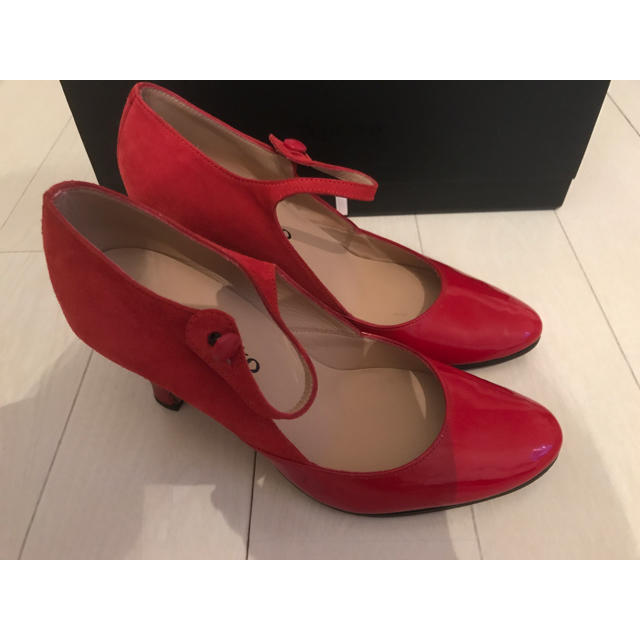 repetto(レペット)のレペット スエード×レザーコンビ パンプス 37赤 レディースの靴/シューズ(ハイヒール/パンプス)の商品写真