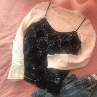 ザラ(ZARA)の【セット価格お買い得‼️】レースキャミ&無印ロンT(Tシャツ(長袖/七分))