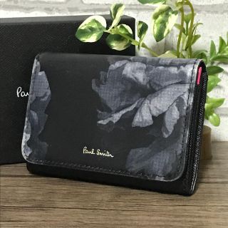 ポールスミス(Paul Smith)の【人気 未使用】ポールスミス 花柄 レザー カードケース 名刺入れ ネイビー系(名刺入れ/定期入れ)